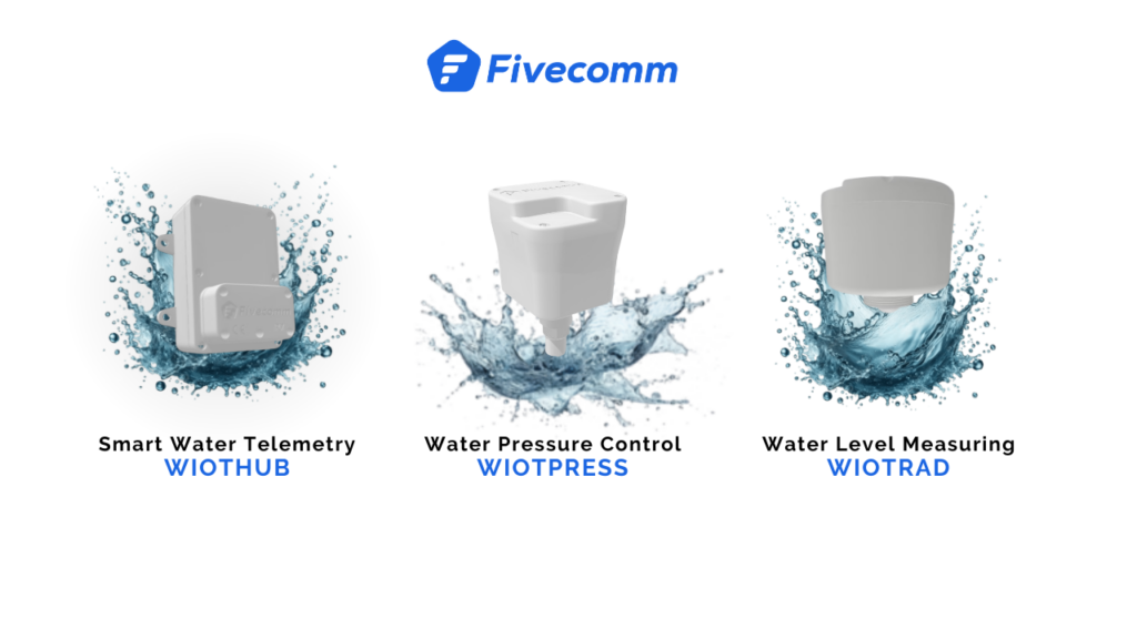 Fivecomm's WIOTHUB, WIOTRAD, and WIOTPRESS devices for smart water management