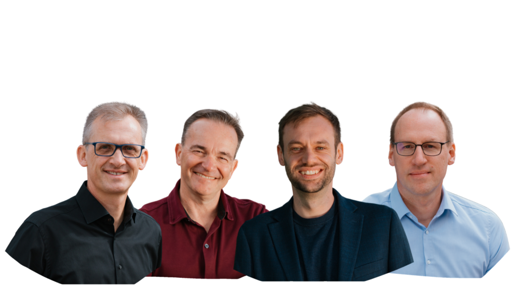 Philip Zimmermann (CEO), Valentin Matillon (CBO), Yannik Severin (CSO), and Professor Berend Snijder, co-founders of Prevision Medicine
